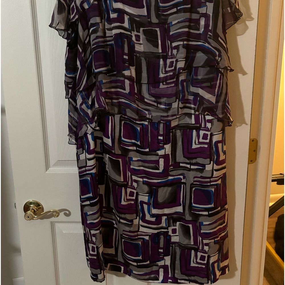 Lane Bryant - Icon - 1 pc dress. Black dress with multi color sheer overlay.